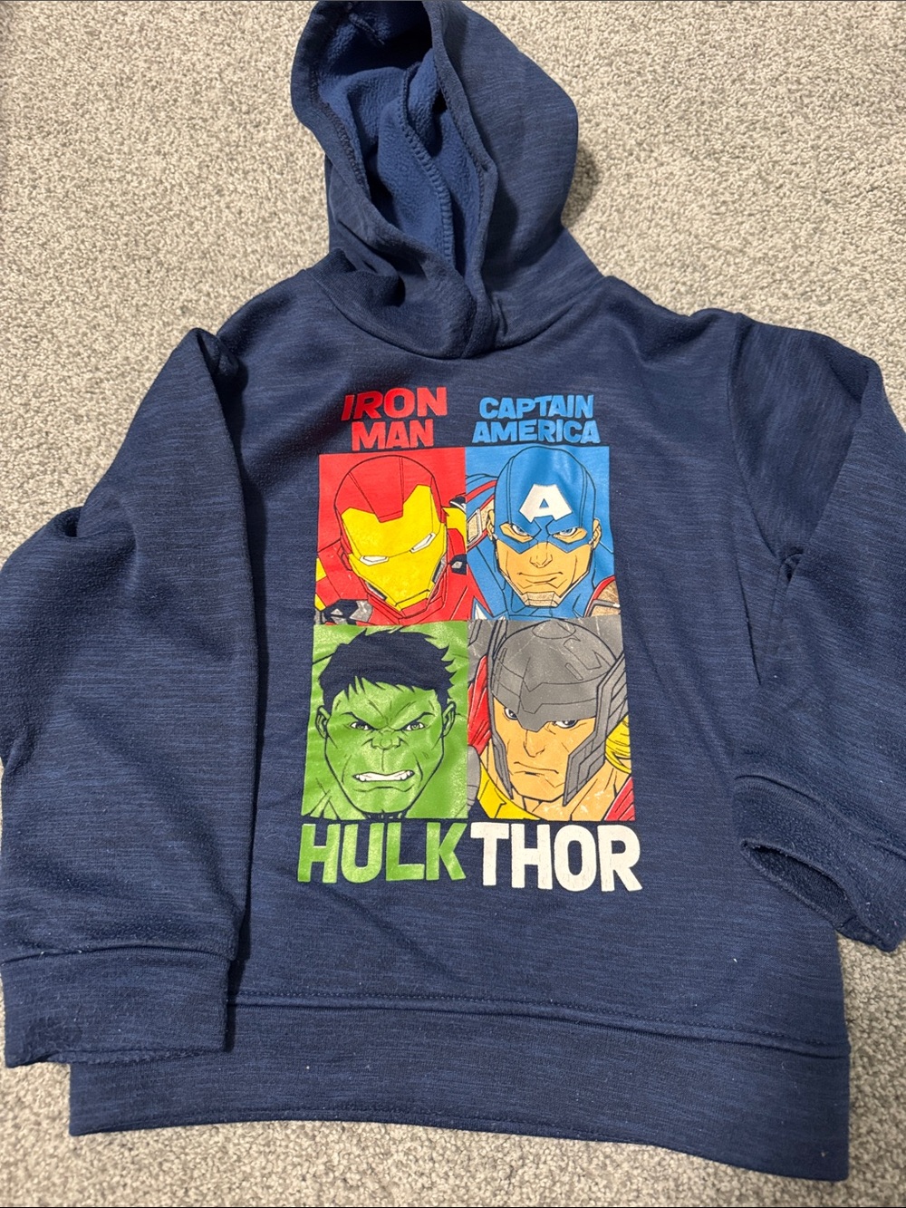 Marvel Kids Navy Hoodie with Iron Man, Captain America, Hulk & Thor Panels